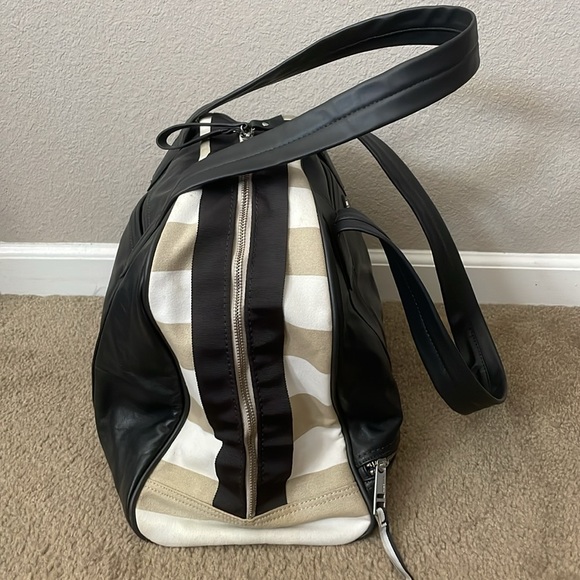 Lululemon Om For All Pinstripe Canvas Gym Bag Tote - Picture 7 of 16